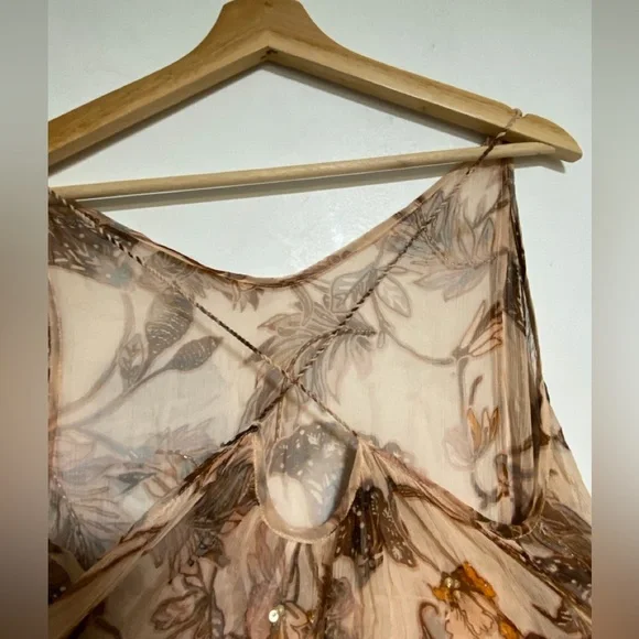 Free People Sheer Floral Beaded Slip Dress Size S - Picture 4 of 12